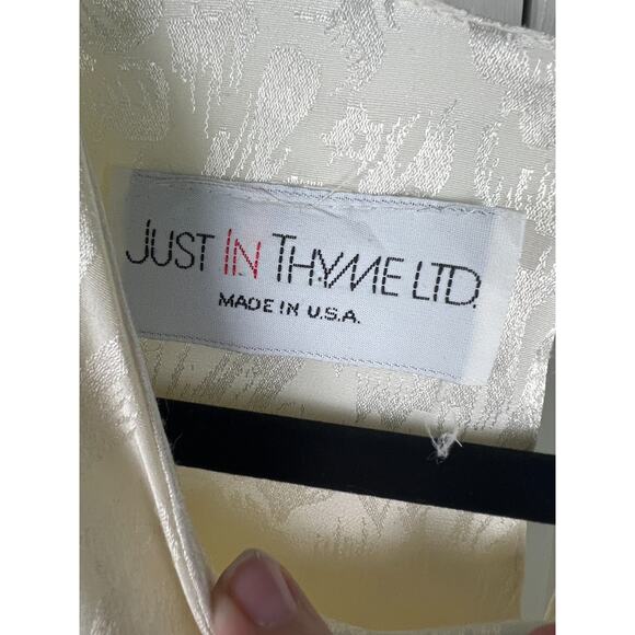 90s Just in Thyme Ivory White Brocade Party Dress Wedding Dress Florals Size 16 - Picture 2 of 8